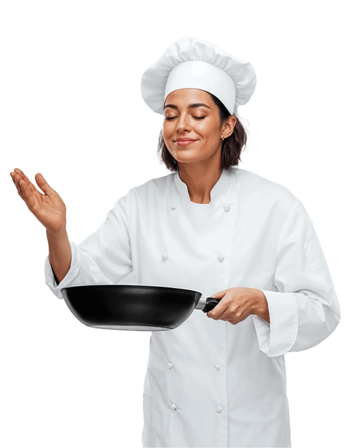 Köchin hebt Pfanne genussvoll im Studierendenwerk Oldenburg – Küche & Gastro Job