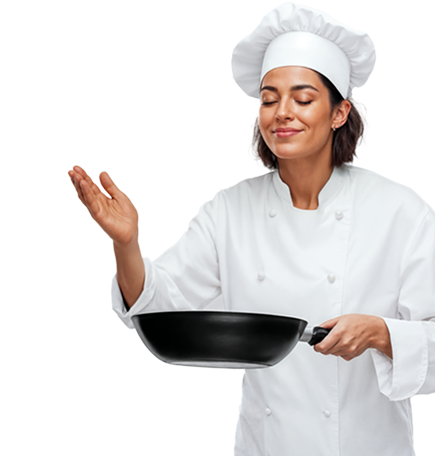 Köchin schwenkt Pfanne im Studierendenwerk Oldenburg – Jobs Studierendenwerk Oldenburg